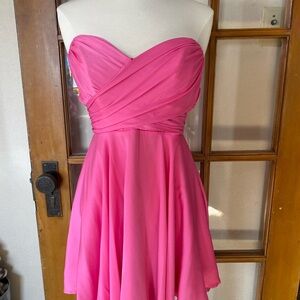 Strapless Hot Pink Sweetheart Cocktail Dress